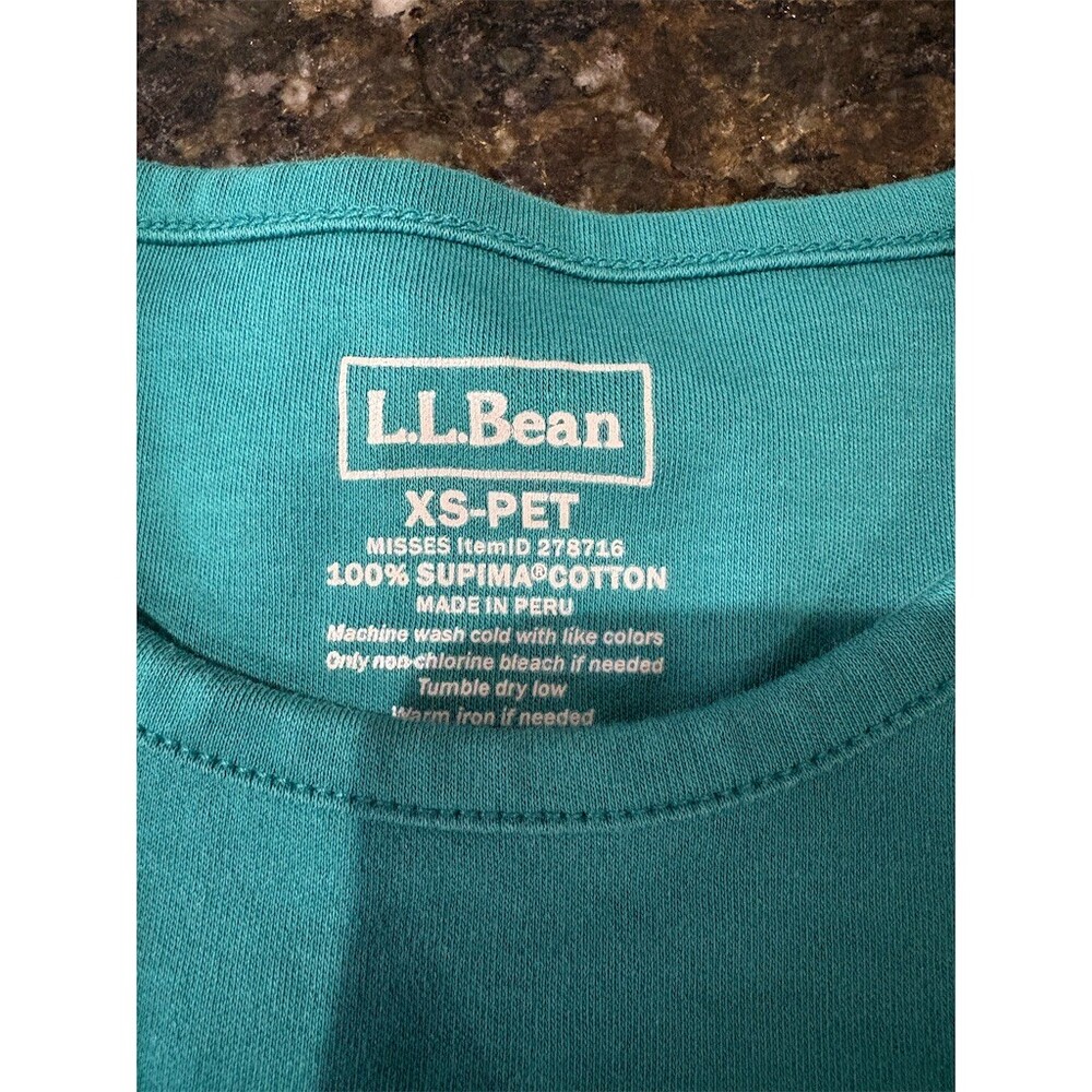 L.L.Bean T-Shirt Womens XS Petite Teal Green Crew Neck Short Sleeve Casual - Picture 5 of 6